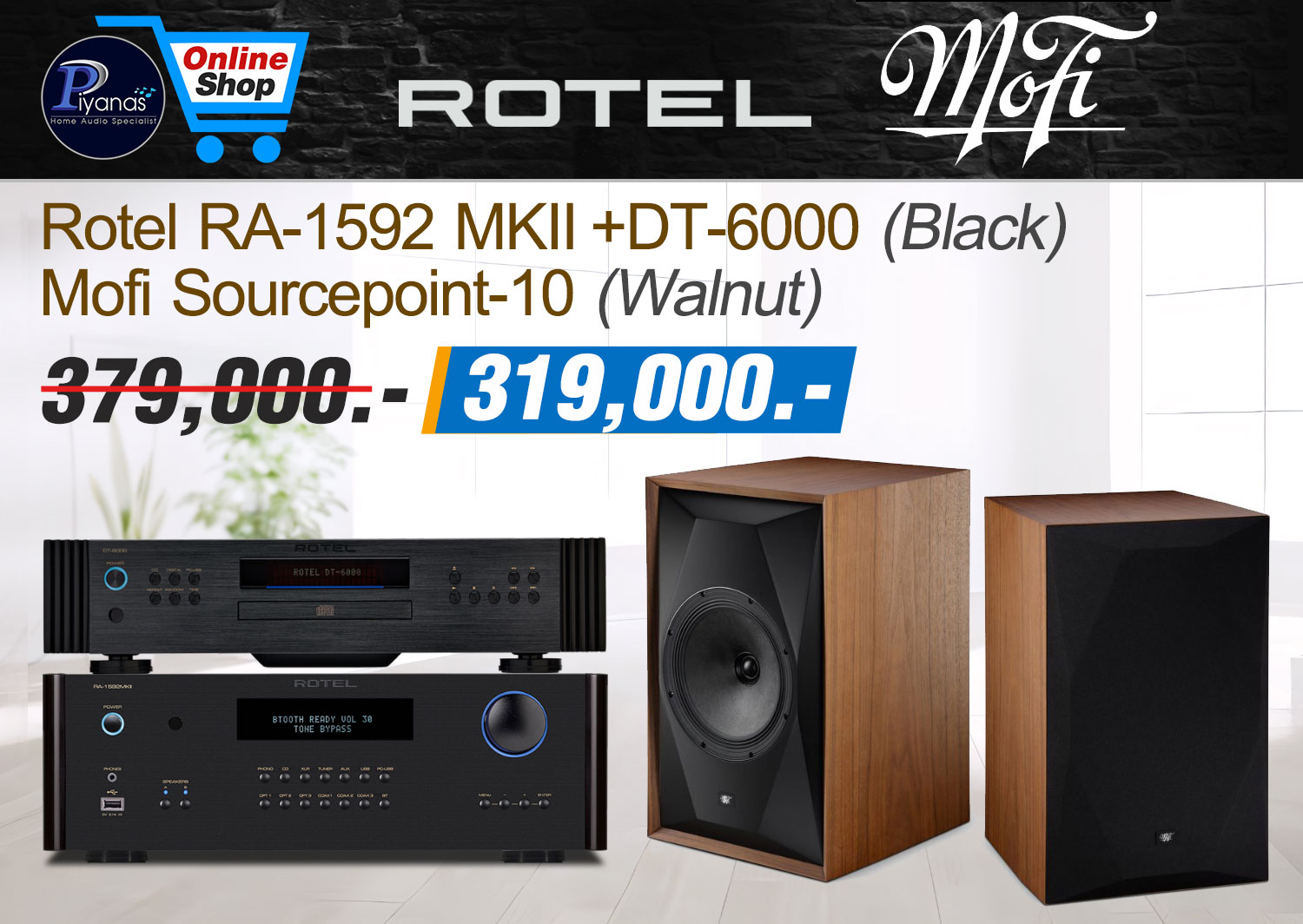 RA-1592 MKII +DT-6000 (Black)
Mofi Sourcepoint-10 (Walnut)